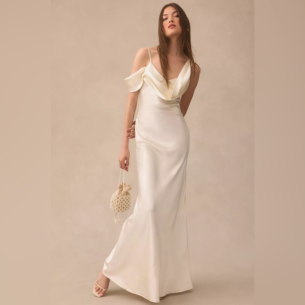 Reformation Ronda Silk Dress in Ivory - Picture 3 of 15